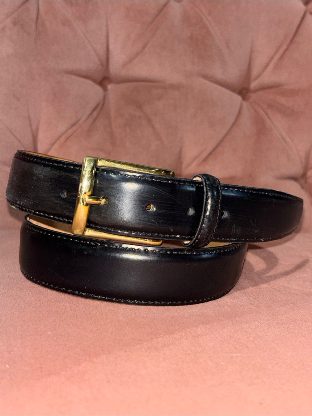 Martin Dingman smooth supple soft mens leather classic belt gold tone buckle